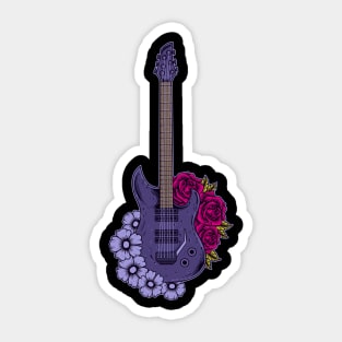Guitar and Flowers Sticker